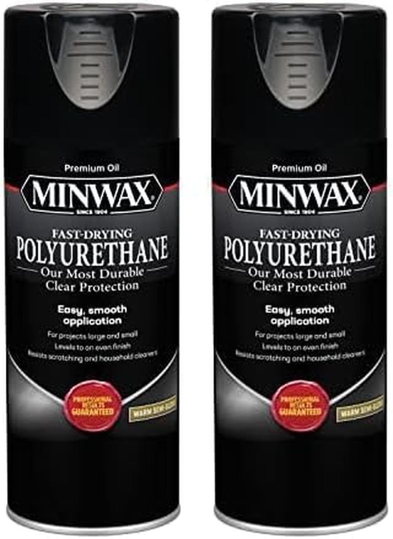 Minwax Fast Drying Polyurethane Spray, Protective Wood Finish, Clear Semi-Gloss, 11.5 Oz. Aerosol Can (Pack of 2)