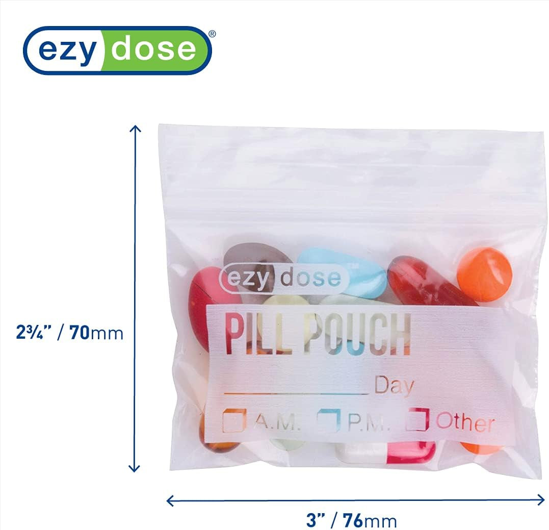 EZY DOSE Disposable Pill, Vitamin, and Medicine Organizer Pouches, Zippered Seal Bags, Pocket Sized and Travel Friendly, Easy to Use, 100 Count, BPA Free