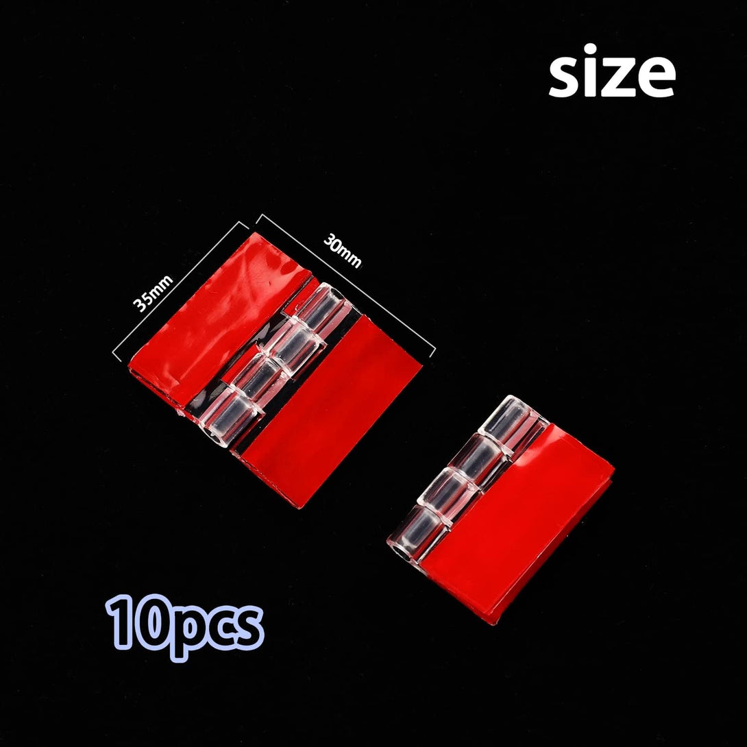 12 Pcs Acrylic Hinge Clear Acrylic Mini Hinge Transparent Plastic Hinges Continuous Piano Hinge Self-Adhesive Folding Hinge Tools for Cabinet Drawer Furniture DIY Display Stand 30X35 Mm