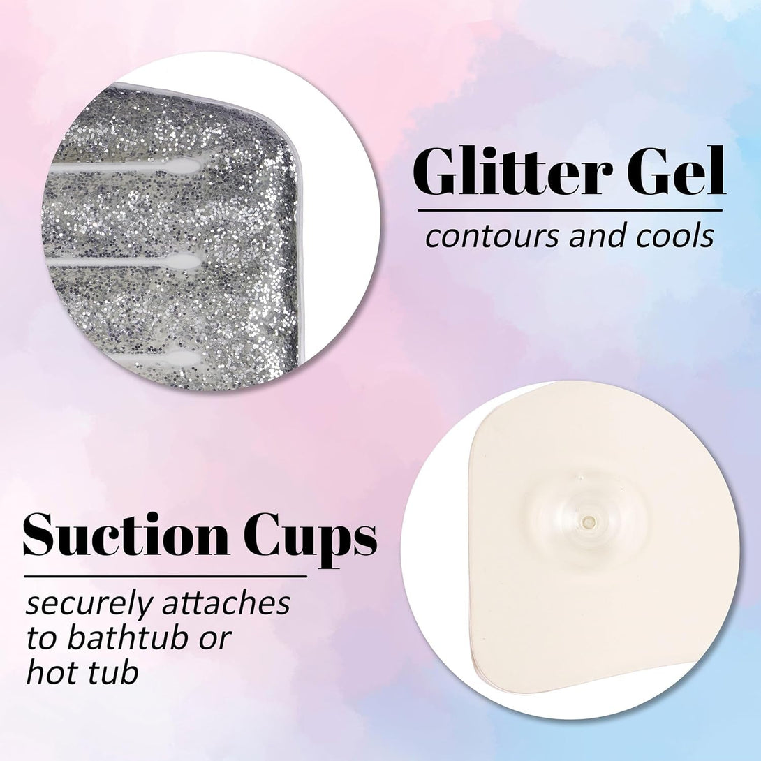 Spa Pillow with Glitter Gel - 1Pc Cooling Spa Pillow for Bathtub and Hot Tub Relaxation | Luxury Bath Products & Spa Accessories for Women