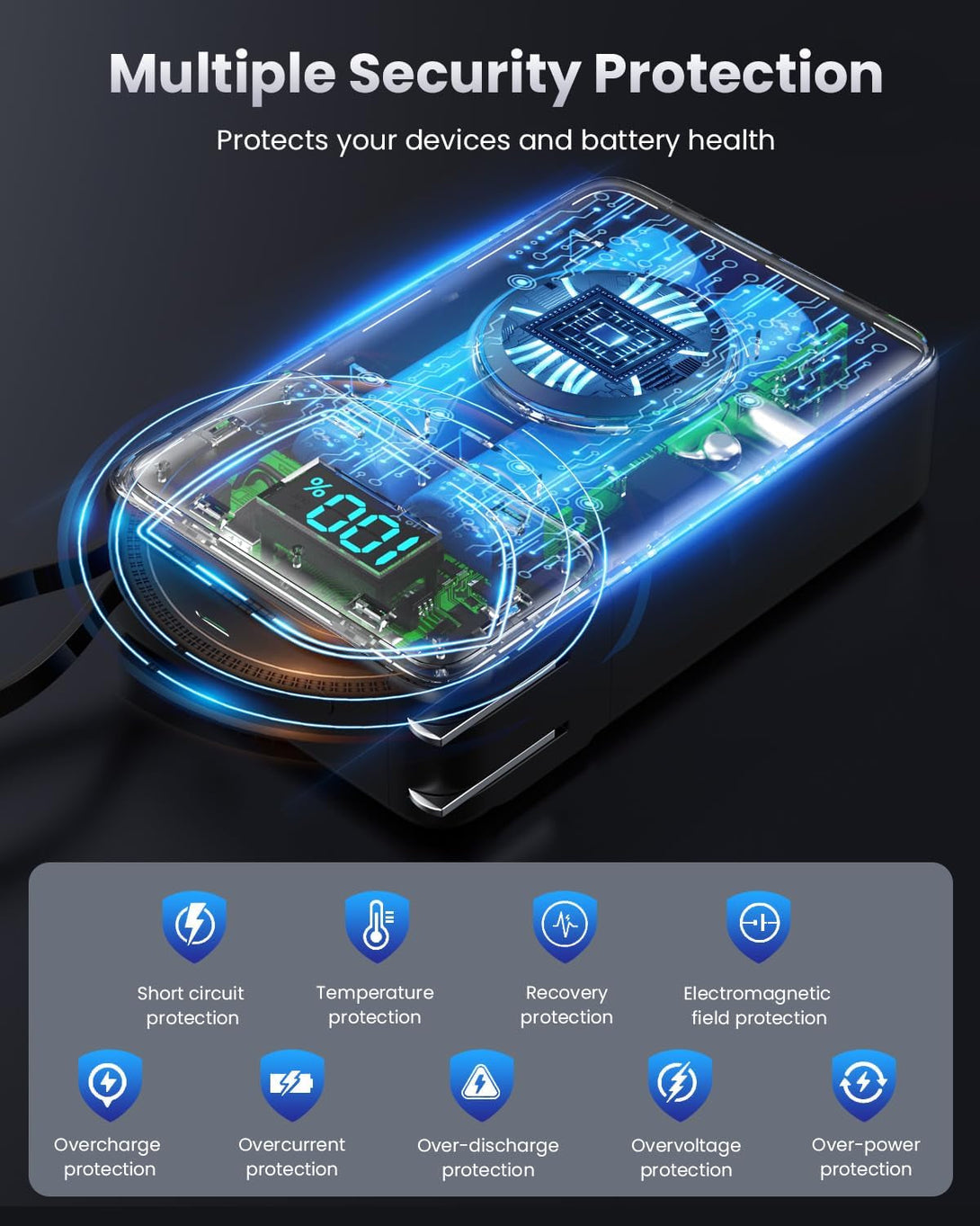 4-In-1 Portable Charger with Built-In Wall Plug&Usb-C Cables,10800Mah Power Bank with Iwatch Charger,Qc4.0+Pd 25W Fast Charging Battery Pack,Travel Essentials for Iphone 16/15/14/13/12,Apple Watch Etc
