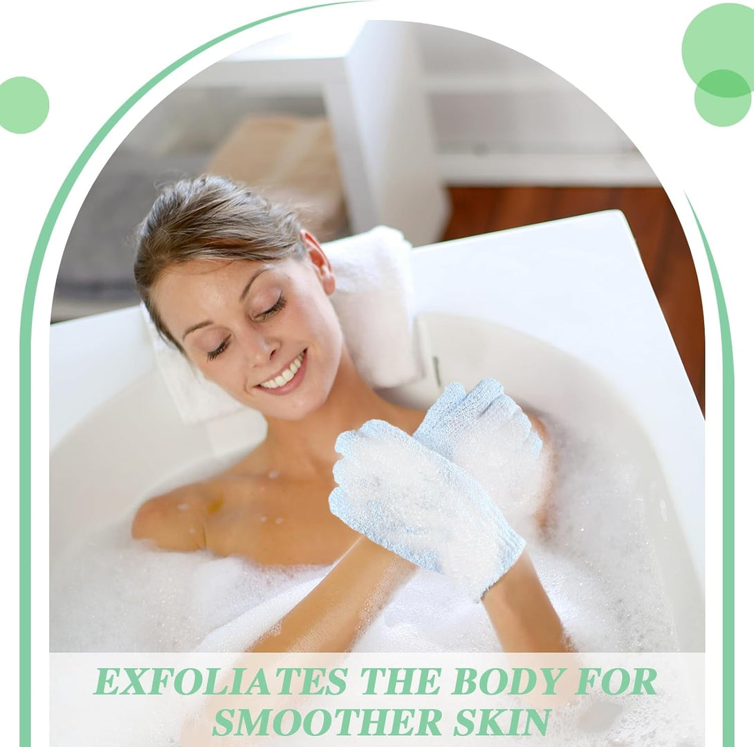 Ramede 30 Pair Exfoliating Glove Double Sided Exfoliating Bath Gloves Pack Nylon Colorful Shower for Men Women Beauty Spa Massage Shower Deep Clean Body Skin Bathing Scrubber Disposable(Sky Blue)