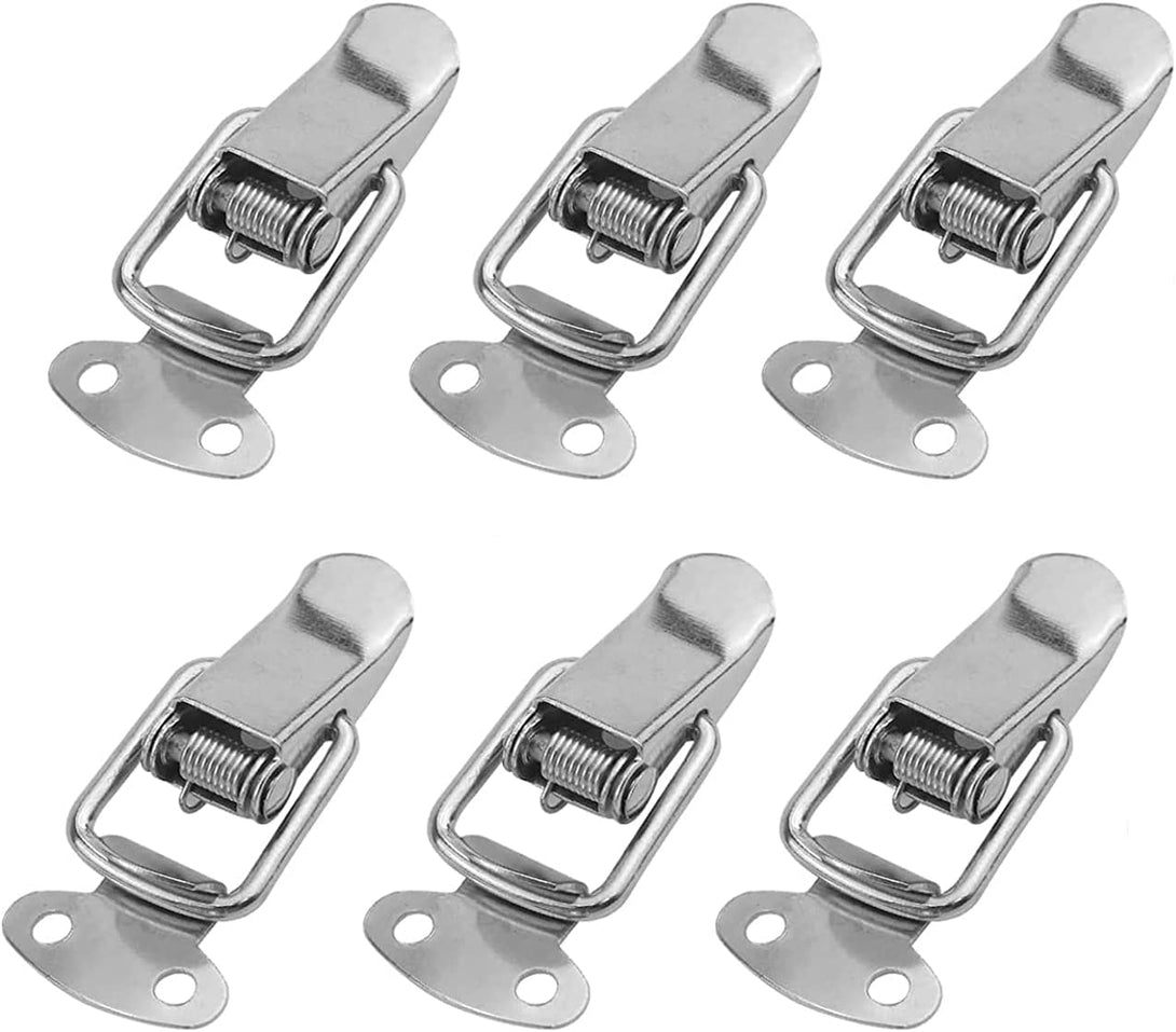 Antrader Spring Loaded Buckle Latch Stainless Steel Toggle Hasp Lock for Wooden Case Toolboxes with Screws Pack of 6