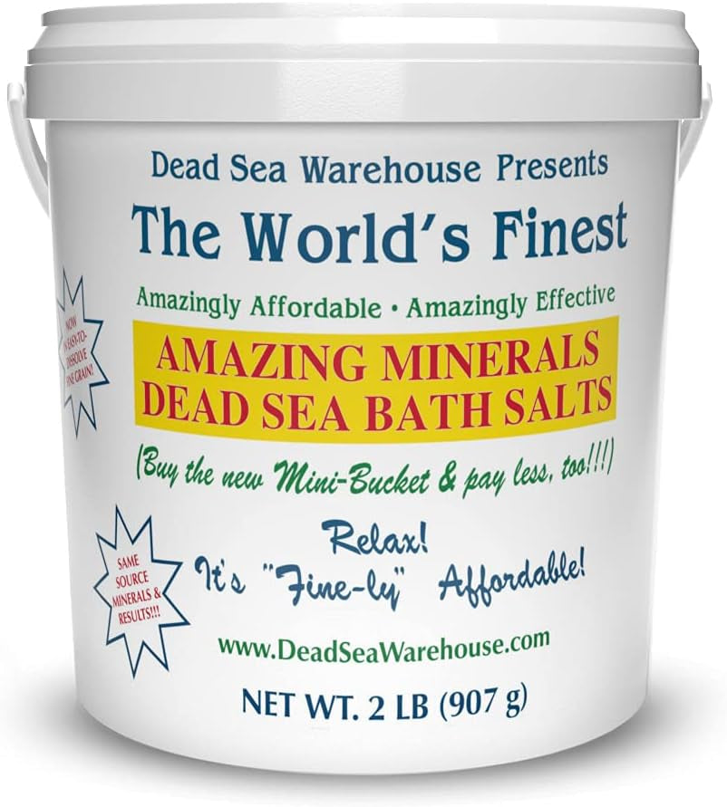 Dead Sea Warehouse – Amazing Minerals Dead Sea Bath Salts – 2 LBS – Highest Mineral Content – Natural Muscle Tension Relief