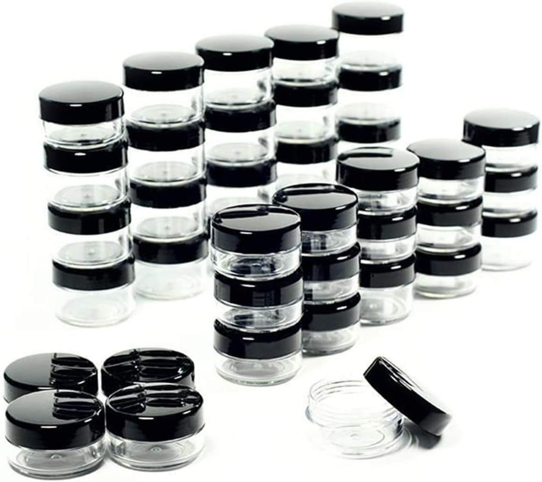 ZEJIA 5 Gram Sample Containers with Lids, 50PCS Mini Makeup Containers, Empty Plastic Travel Cosmetic Containers with Labels