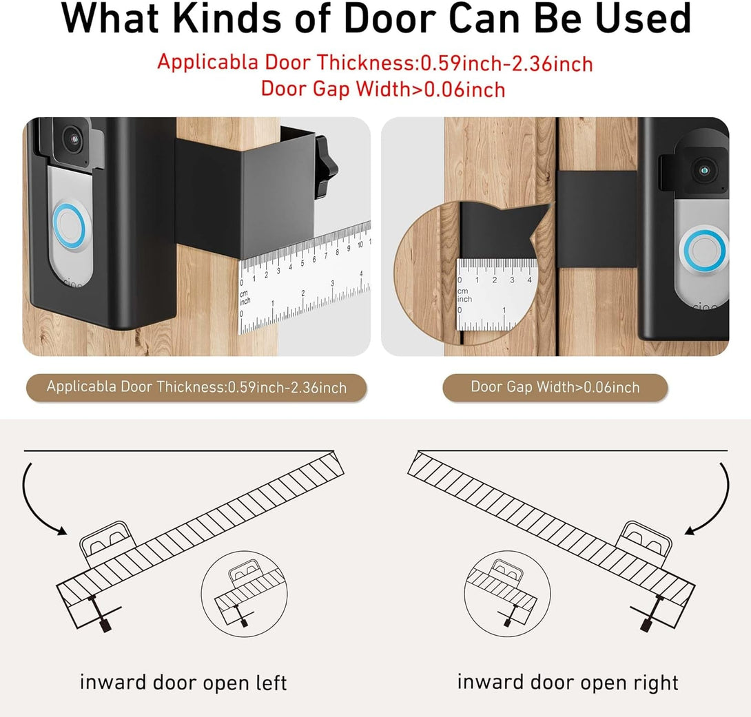 Anti-Theft Video Doorbell Mount,Ahbteym Mount No Drill Bracket Holder Accessories for Apartment Home Rentals Compatible with Ring Video Doorbell 4/3/3 Plus/2/1/2021/2023 Release(Black)