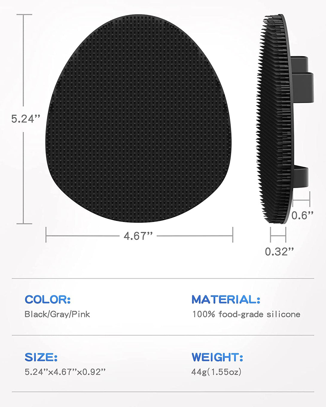 Manmihealth Soft Silicone Shower Brush, Super-Lathering and Deep-Cleaning Body & Face Scrubber, Gentle Exfoliating Bath Glove for All Skin Types(Black*2)