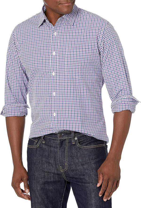 Amazon Essentials Men'S Regular-Fit Long-Sleeve Casual Poplin Shirt