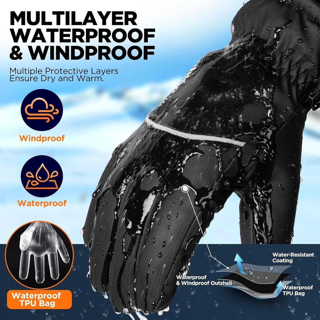 Rivmount Winter Gloves Women Men, Thermal Ski Gloves for Cold Weather with Warm, Waterproof, Touchscreen for Running, Skiing