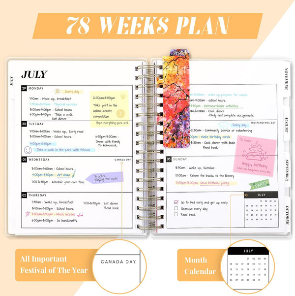 Planner 2026-2027, 18 Months Academic Daily Weekly Monthly Calendar Planner Autumn Tree