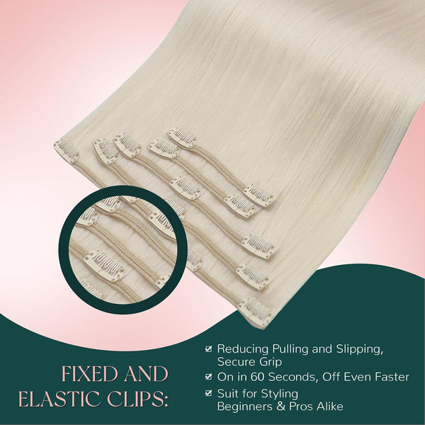 Easyouth Blonde Clip in Hair Extensions Real Human Hair Clip in Extensions White Blonde Soft and Smooth Clips in Extensions Remy Hair Ease of Use