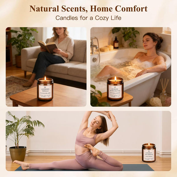 Scented Candles Gift Set, 4 Pack Aromatherapy Candles, Stress Relief Gifts for Women, up to 120H Burning, Candles for Home Scented, Ideal for
