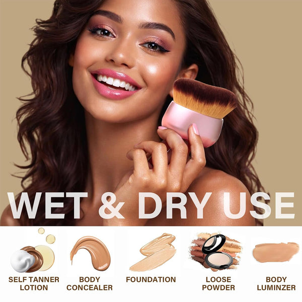 Extra Large Body Makeup Brush For Self Tanner, Leg Makeup &Bronzer Blend,75 mm Wide-headed Kabuki Brush Provides More Even &Pretty Application,