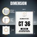 POWERTEC 75038 Filter Bag for Festool 496186 Fits CT 36, 5PK