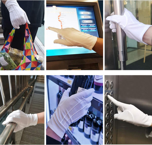 JISEN Men Police Formal Tuxedo Honor Guard Parade Nylon Cotton Gloves 26cm One Size Touchscreen