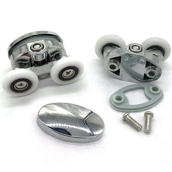 YUANQIAN Set of 4 New Oval Butterfly Twin Wheel Shower Door Rollers 23mm Distance :27mm