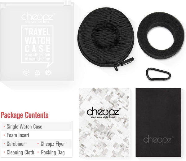 Cheopz Travel Watch Case Single Storage Box for Wristwatches & Smart Watches up to 50Mm, Black