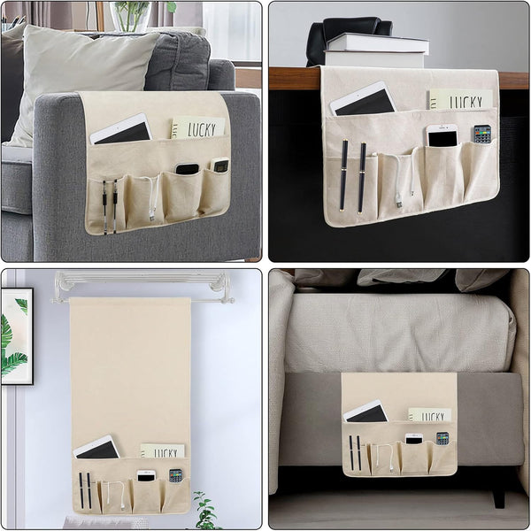Remote Control Holders for Armchairs, Couch Caddy, Featuring Non-Slip Bases | 5 Pockets Bedside Storage Pocket for TV Remote Holder, Phone Tablet