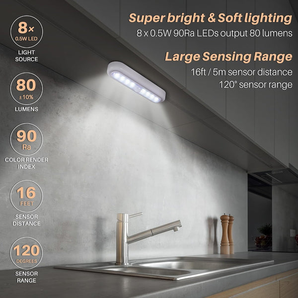 STAR-SPANGLED 3 Pack 7” Motion Sensor Lights Indoor Battery Operated, Stick on LED Light for Closet, Stairs, Under Cabinet, Cool White 7 inch,
