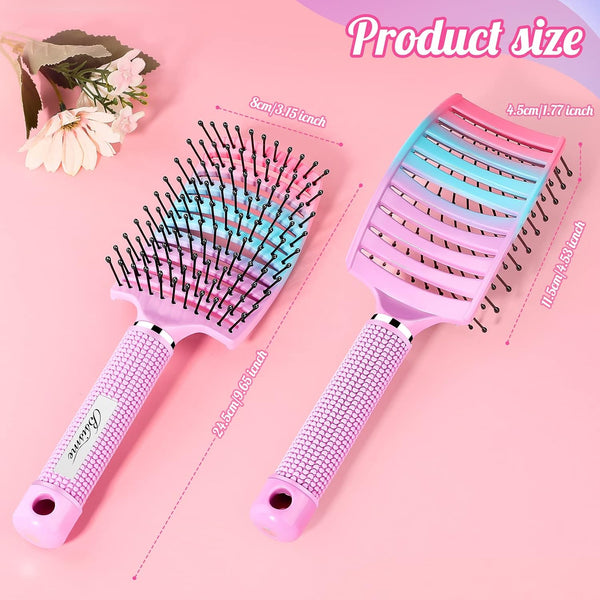 Bsisme Hair Brush, Curved Vented Detangling Brush for Faster Blow Drying Pink blue purple