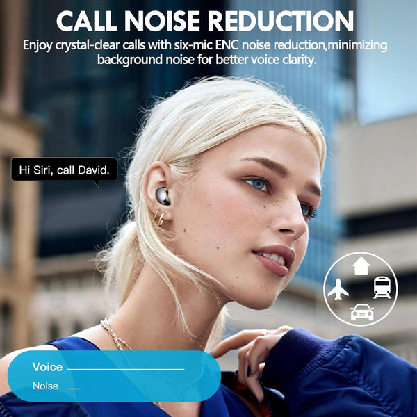 Kurdene Wireless Earbuds, Mini Bluetooth Call Noise Canceling Headphones with Mic 40H Playtime Deep Bass Stereo In-Ear Earbud Lightweight IPX5
