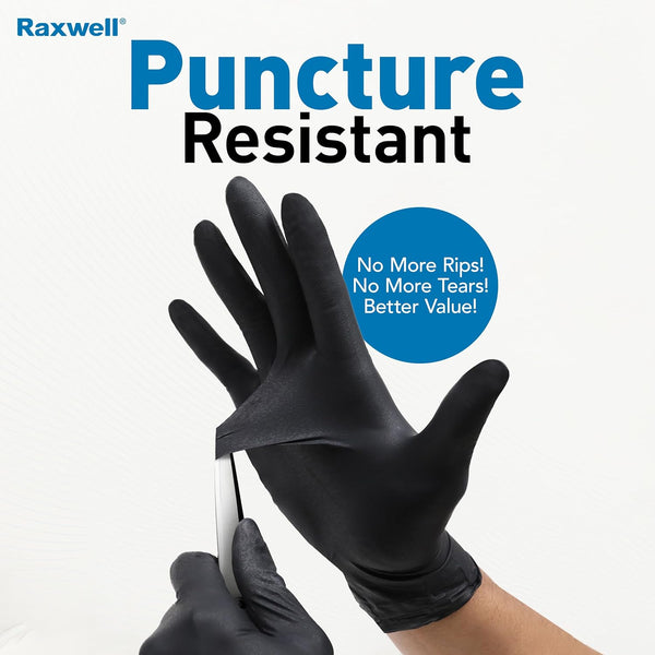 Raxwell Heavy Duty Disposable Gloves Latex Free | 6.5 Mil Black Nitrile Gloves X-Large | 100 Count Powder Free & Chemical Resistant | Food Grade,