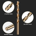 Cobalt Drill Bit Set, 13Pcs M35 High Speed Steel Jobber Length Drill Bit Kit for Hardened Metal, Stainless Steel, Cast Iron, Wood and Plastic,