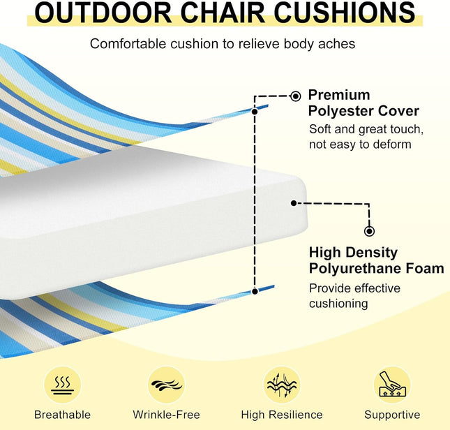 Downluxe Outdoor Chair Cushions Set of 4 for Patio Furniture, Water-Resistant Pa
