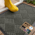 GORILLA GRIP 100% Waterproof All-Season WeatherMAX Doormat US Designed Natural Rubber, Stain Fade Resistant, Low Profile Indoor Outdoor Door Mats,