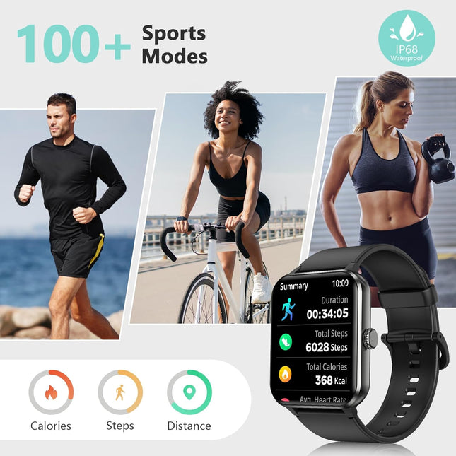 Blackview 2025 Smart Watch (Answer/Make Calls), Fitness Watch for Men and Women with Heart Rate/Spo2/Sleep Monitor/2 Str