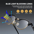 Blue Light Blocking Glasses Anti Eyestrain Computer Gaming Glasses | Vintage Half Frame UV Clear Lens for Women Men A02-black Gold Frame 1 Pack
