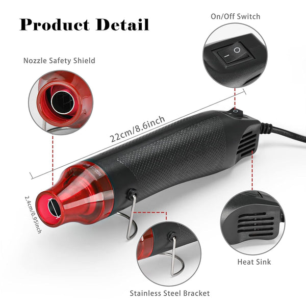 Heat Shrink Tubing Kit,Mini Heat Gun + 328 PCS Heat Shrink Wrap Tube　2:1. | Shrink Tubing 328 PCS, 300W/392℉ Heat Shrink Gun for Crafting, Wires,