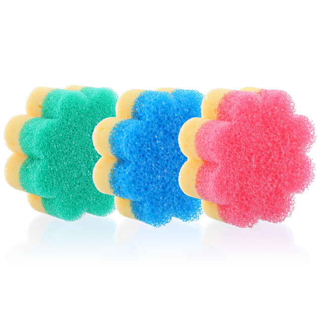 3Pcs Dish Soap Sponge, Dish Washing Sponge,Dual-Sided Temperature Scrubby Sponges,Flower Dual-Sided Sponge for Dish, Bat