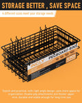 INCLY 4 Pack Pegboard Baskets Bins Set, 4 Size Square Style Black Metal Wire Basket for Any Peg Board Organizing Tools, Pegboard Accessories for