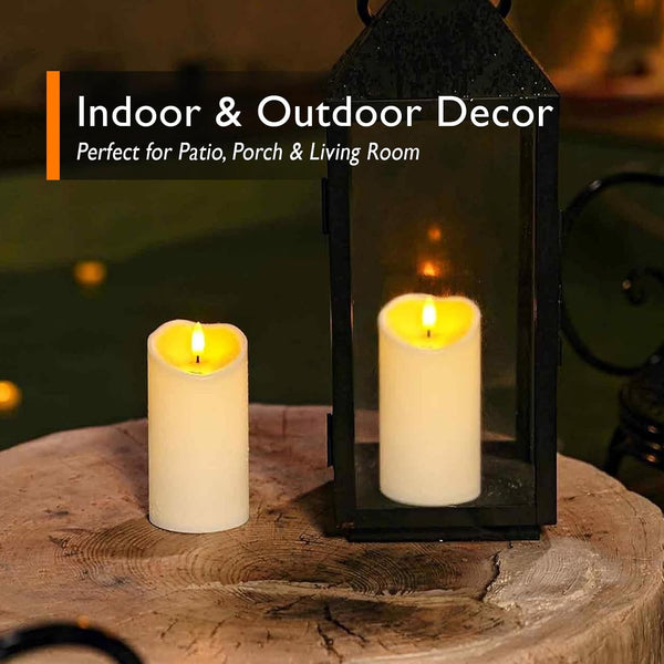 Homemory 6"x3" Outdoor Waterproof Flameless Candles, LED Candles, Battery Operated Candles with Remote and Timers, Electric Fake Plastic Pillar