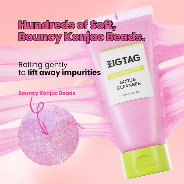 4-In-1 Konjac Jelly Face Cleanser Ã¢ÂÂ Gentle Daily Exfoliating, Deep Cleansing, Pore Care & Makeup Removal | Berry Smoothie Texture with