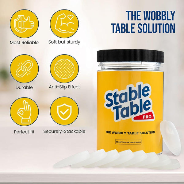 Stable Table - Clear Restaurant Table Leg Shim Wedges Premium Furniture Levelers Restaurant TableShims, Home Improvement DIY Levelers - Rubber