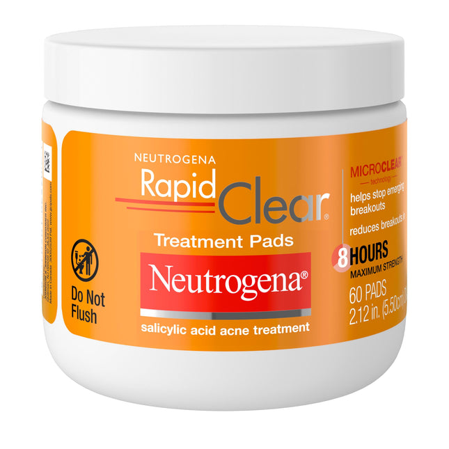 Neutrogena Rapid Clear Maximum Strength Acne Face Pads, for Acne Prone Skin, Sal