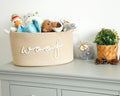 Woof Woven Rope Storage Baskets, Pet Dog Toy Bin Box Perfect for organizing Chew Toys Blankets leashes, Dog Toy holder Cotton Basket Puppy Bins beige