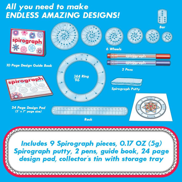 Spirograph Design Set Collectors Tin Ã¢ÂÂ Arts and Crafts, Kids Toys, Art Supplies, Craft Supplies, Drawing Kit, Spiral Art, Classic Gear Design