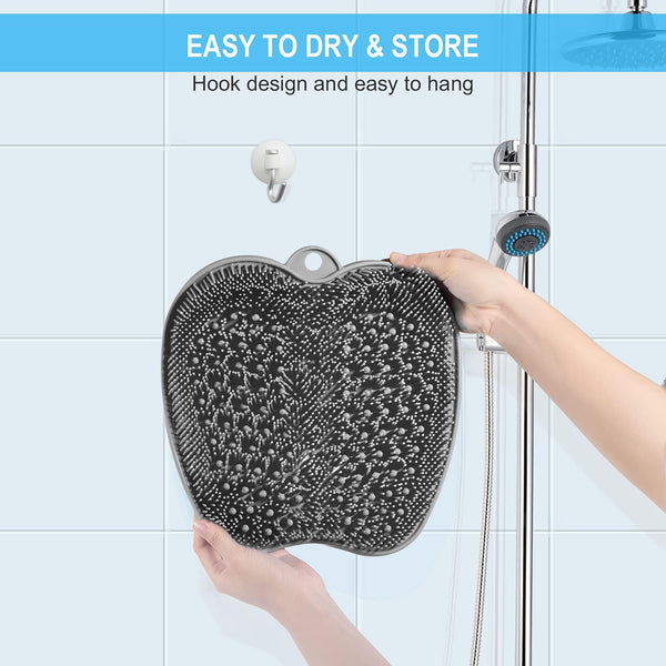 BESKAR XL Larger Shower Foot Scrubber Mat with Non-Slip Suction Cups | Cleans, Smooths, Exfoliates, Massages Your Feet Without Bending, Improve