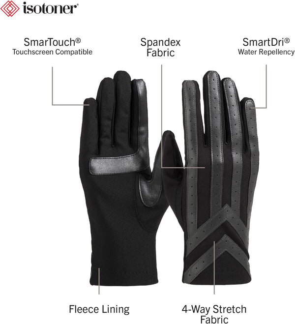 isotoner Men’s Spandex Touchscreen Cold Weather Gloves Medium Smartdri Charcoal