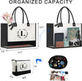 BeeGreen Embroidery Monogram Initial Tote Bag for Women Teacher Mom Friend Personalized Gift for Birthday Beach Work Wedding White Lily L