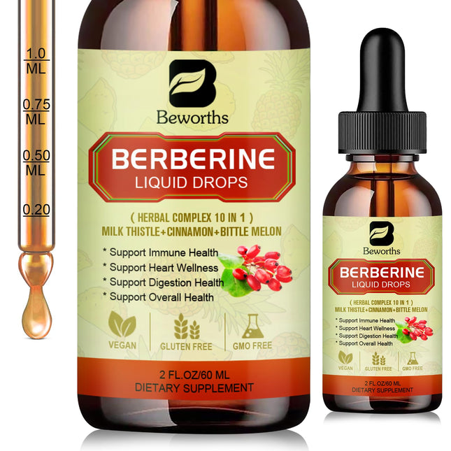 Berberine Supplement with Ceylon Cinnamon - Berberine Liquid Drops with Turmeric