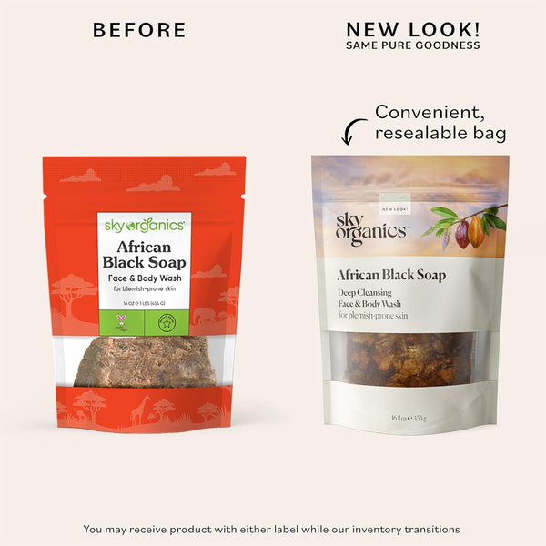 Sky Organics - African Black Soap Bar, 16 Oz - Deep Cleansing Face Wash & Body Wash - Cocoa Pod Ash - Blemish, Oily & Combo Skin - Natural, Vegan