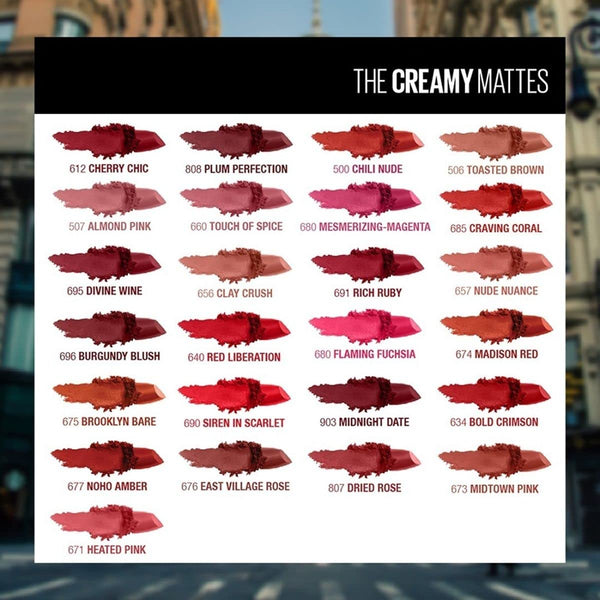 Maybelline Color Sensational Lipstick, Lip Makeup, Matte Finish, Hydrating Lipstick, Nude, Pink, Red, Plum Lip Color, Divine Wine, 1 Count