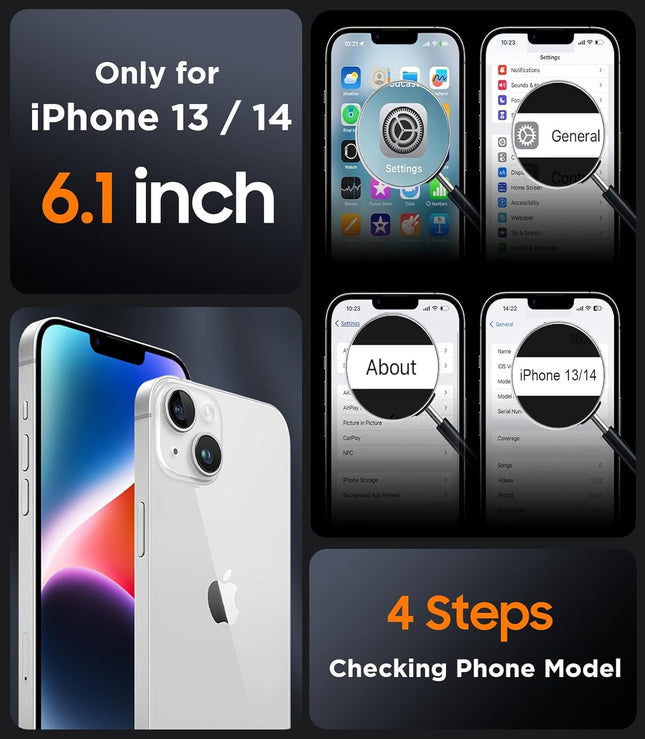 SPIDERCASE Designed for Iphone 14 Case/Iphone 13 Case, Magnetic Translucent [2 Pack Tempered Glass Screen Protector] Ant