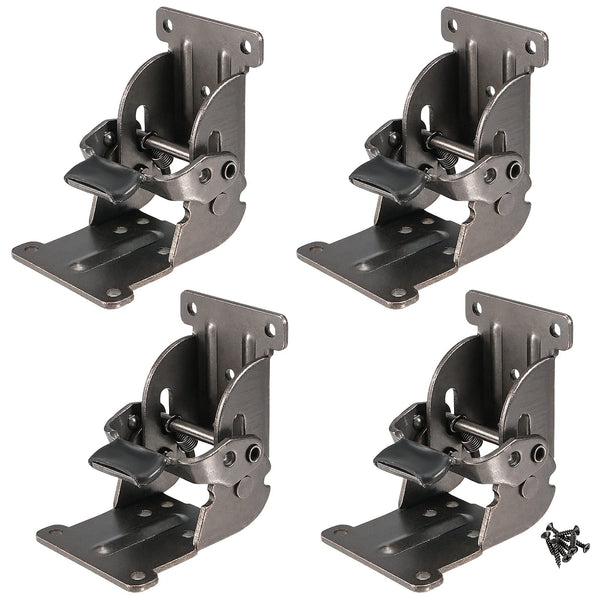 MANCHAP 4 PCS Self Locking Folding Hinge, 0-90-180 Degree Foldable Leg Hinge Support Bracket with Screws for Table Leg, Workbench, Black