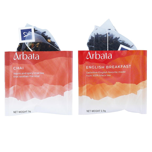 Arbata Assorted Artisanal Tea Sampler, 14 Pyramid Tea Bags – Curated Green, Black & Herbal Teas including Chai, Peach, Earl Grey, English