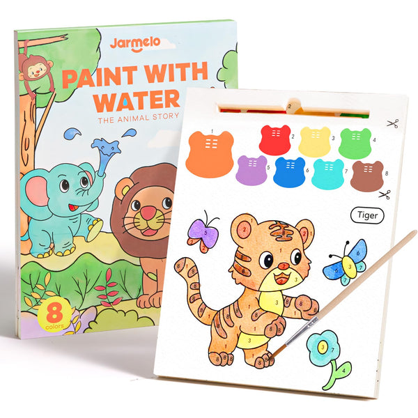 Jar Melo Paint with Water Books for Toddlers, Mess Free Watercolor Painting Activity for Kids Ages 1-3, 2-4, 4-6, Paint by Number Art Craft